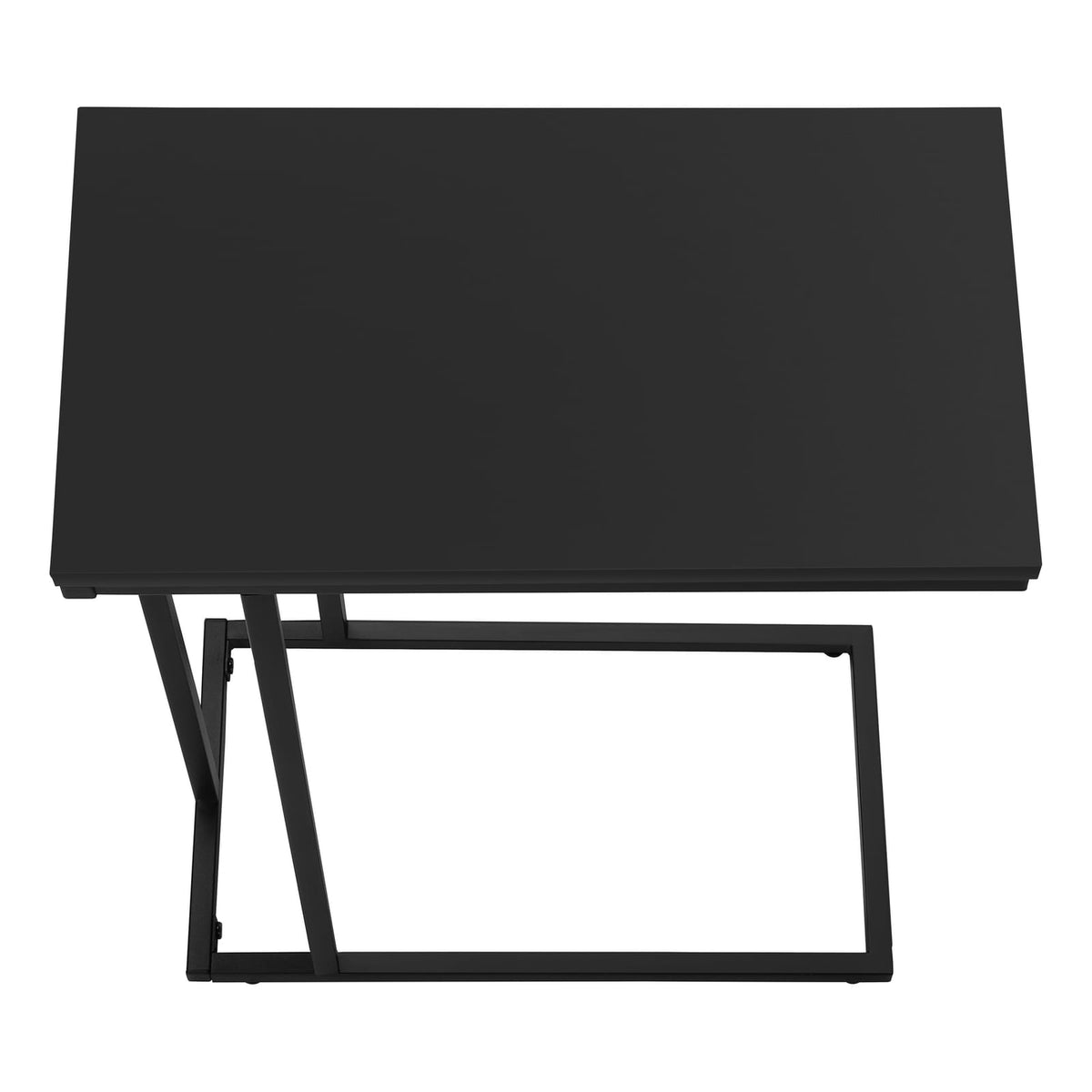 C-Shaped Accent Table - Black MDF & Metal, Modern Side Table