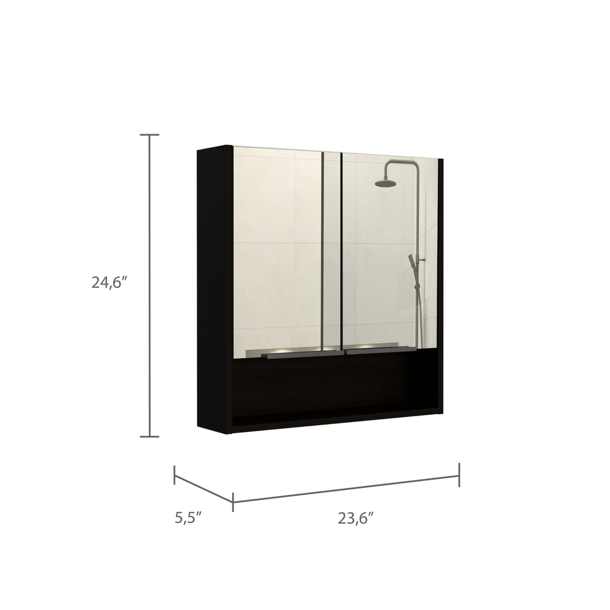 Wenge Bathroom Storage Cabinet with Mirror