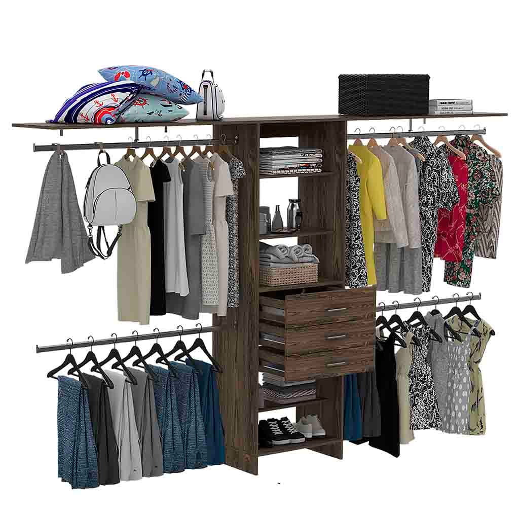 Black & Dark Walnut Bedroom Storage System - Full & Half Size