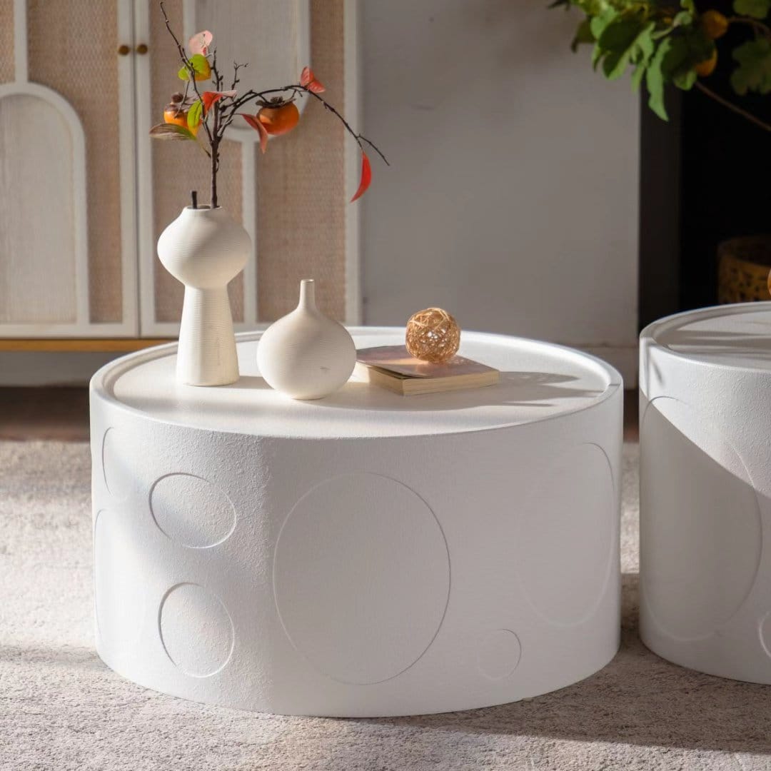Creamy White Round Side Table - 27.56" Living Room Table
