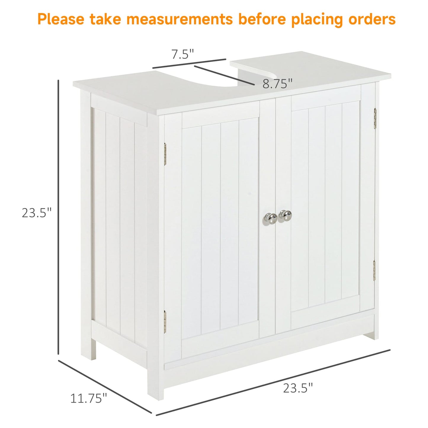 White Bathroom Vanity Cabinet with Storage - 24 Inch