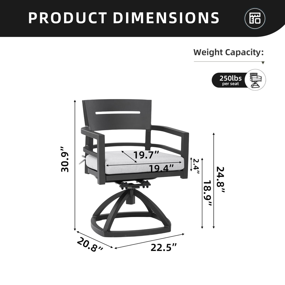 Ember Black Aluminum Patio Swivel Rocker 2-Piece Set