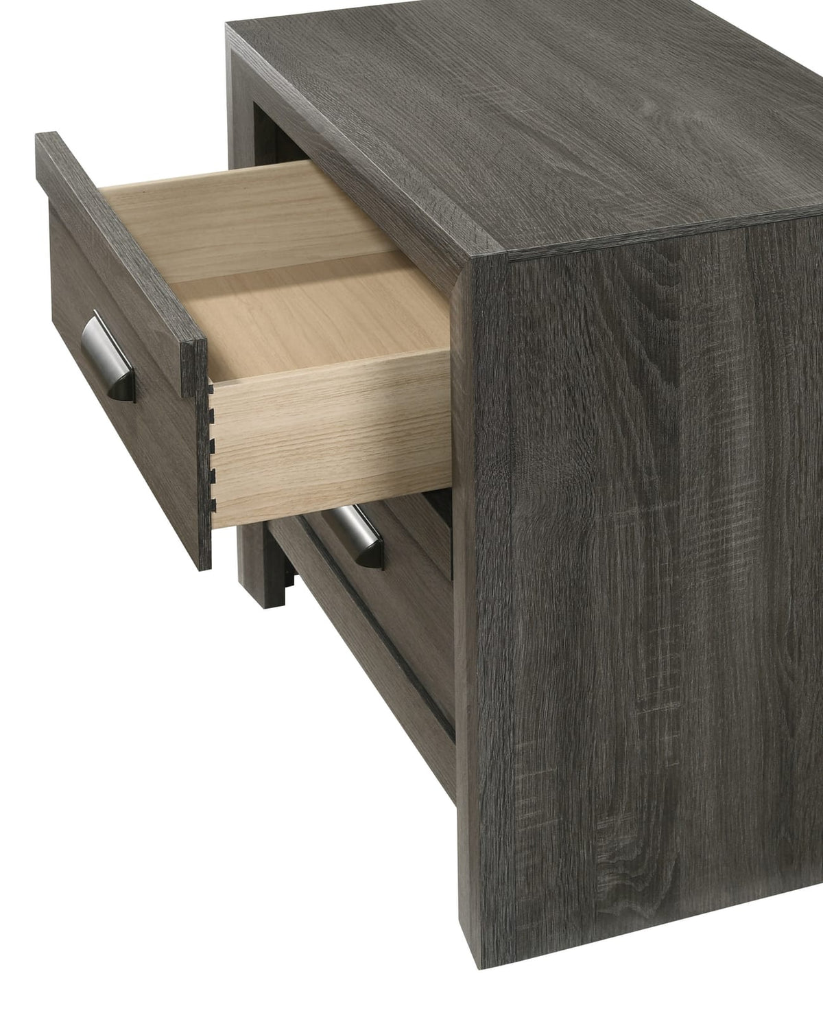 Gray Rustic Nightstand with 2 Drawers - Wood Bedroom End Table