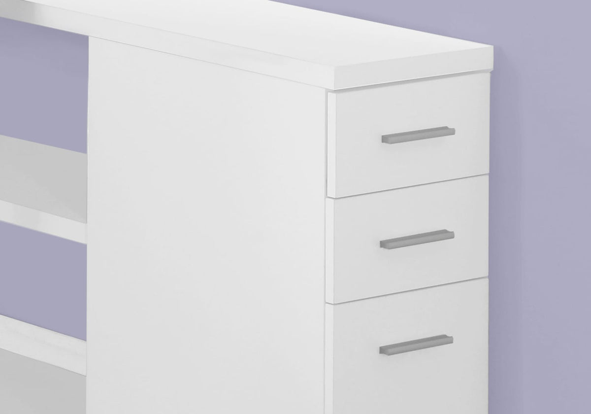 L Shape Corner Computer Desk with Storage Drawers - White