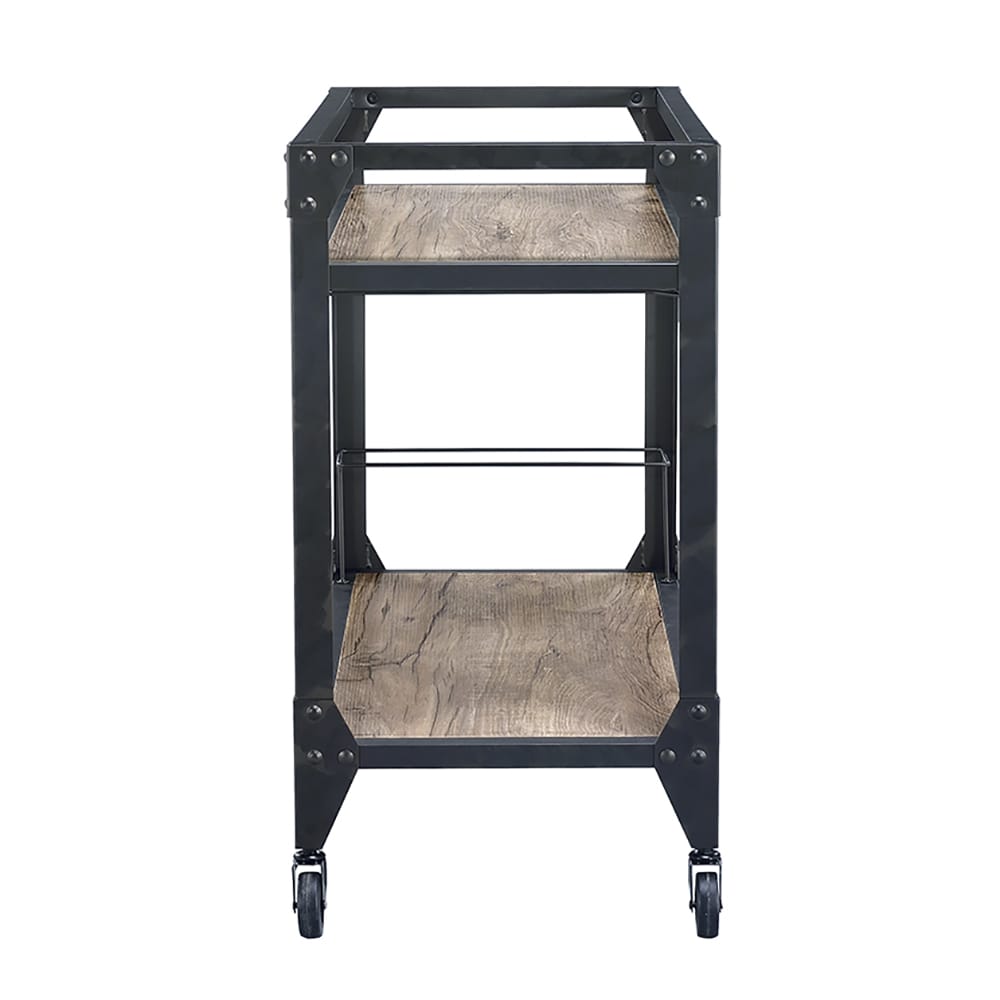 Industrial Wood Metal Serving Cart for Dining Room Storage