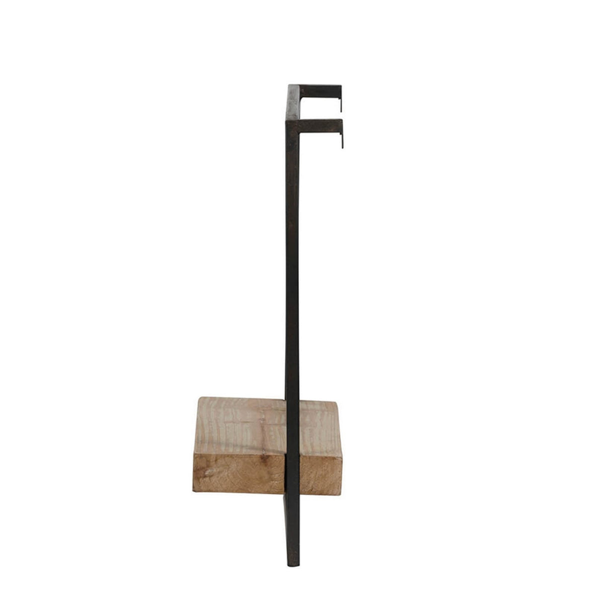 Yin 18 Inch Wall Shelf - Black Iron Brown Wood Display Shelves