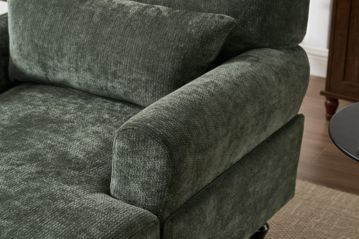 Green Wood Chaise Lounge - Comfortable Recliner Sofa for Living Room