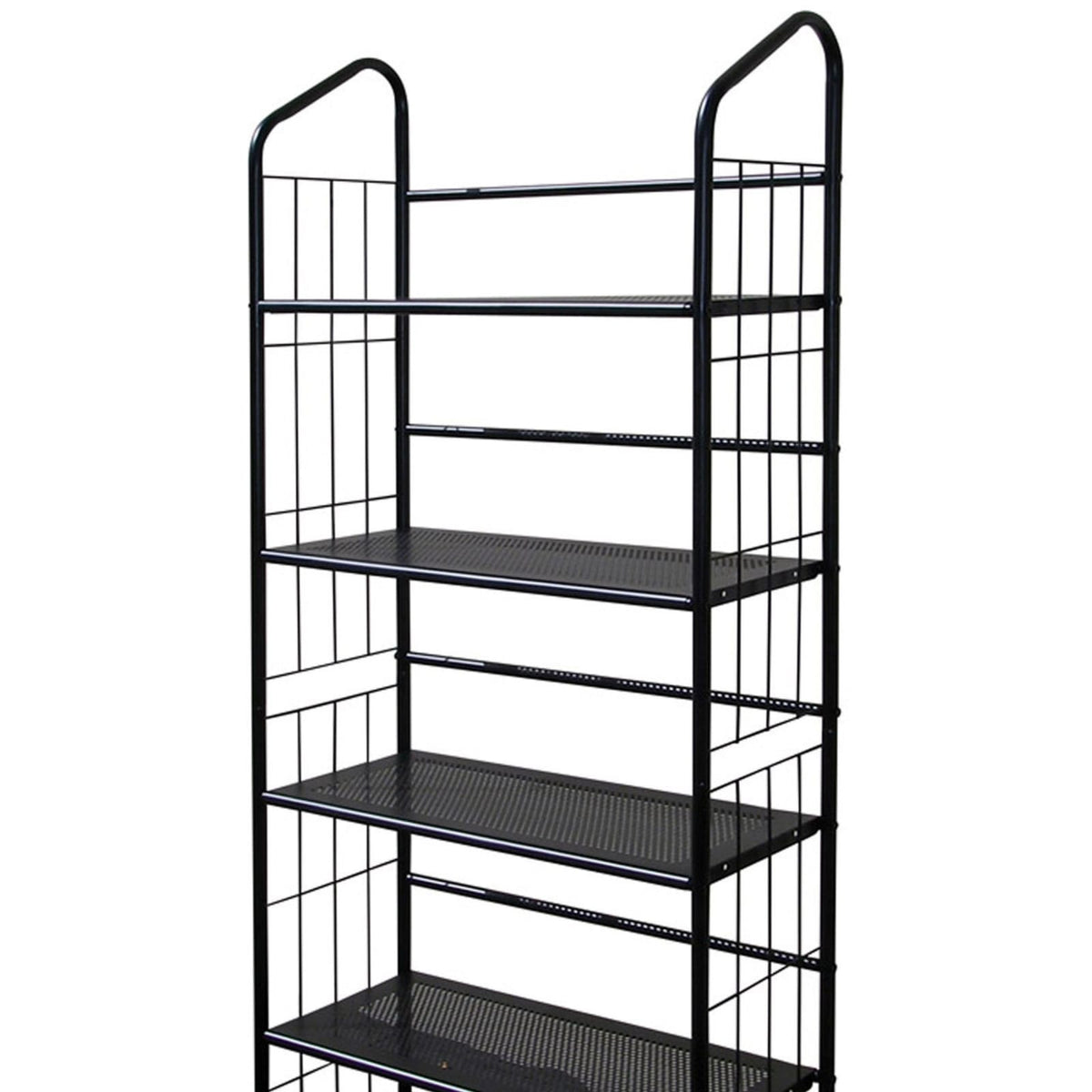 64" Tall Black Corner Bookcase - Metal Shelving Unit