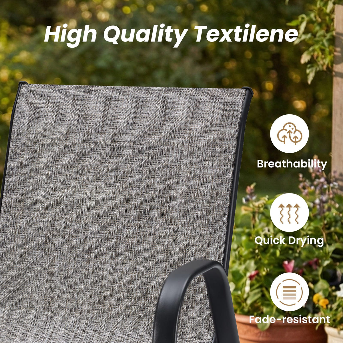 Grey Metal Stackable Patio Chairs - Set of 4