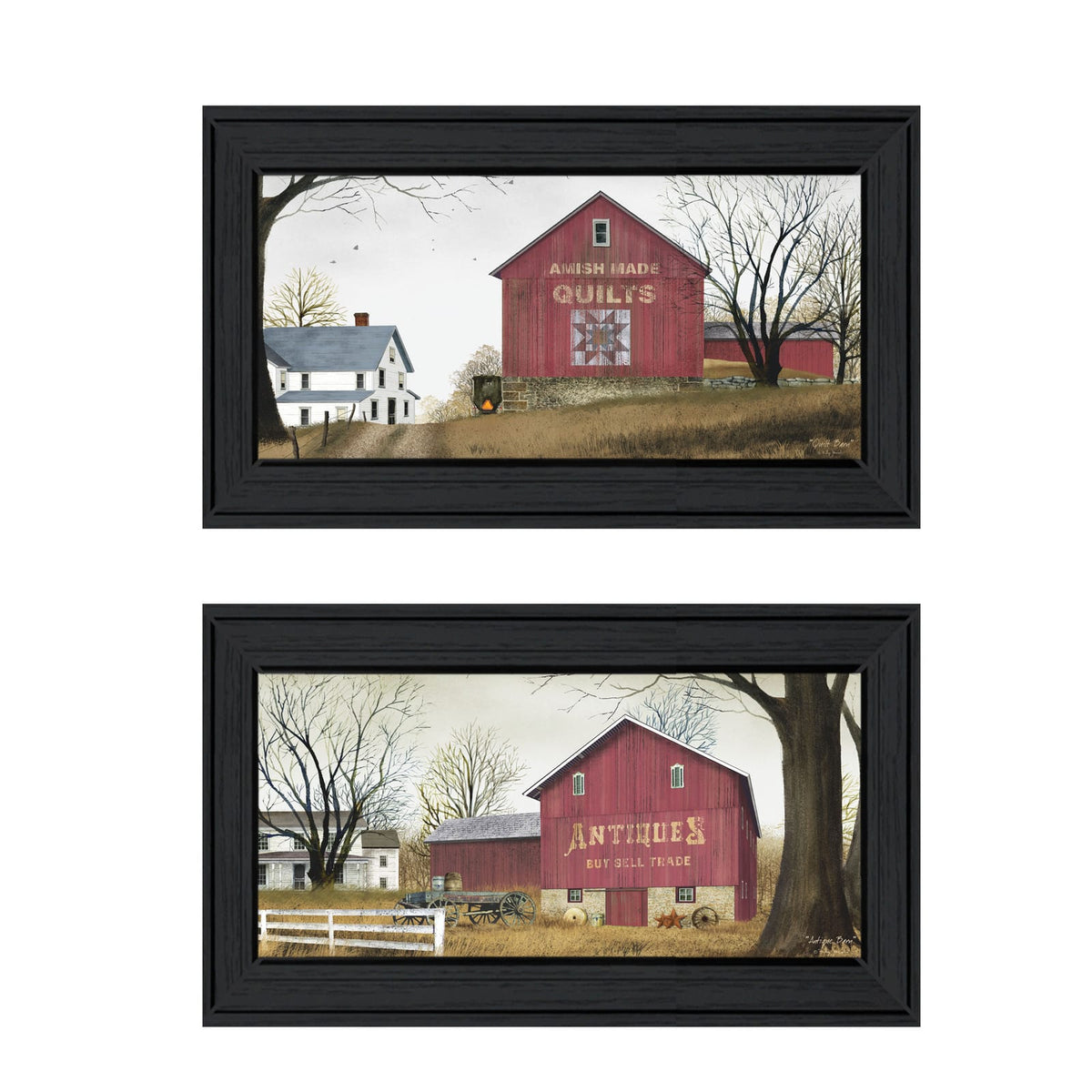 Black Frame Antique Barn Quilt Vignette Art Print
