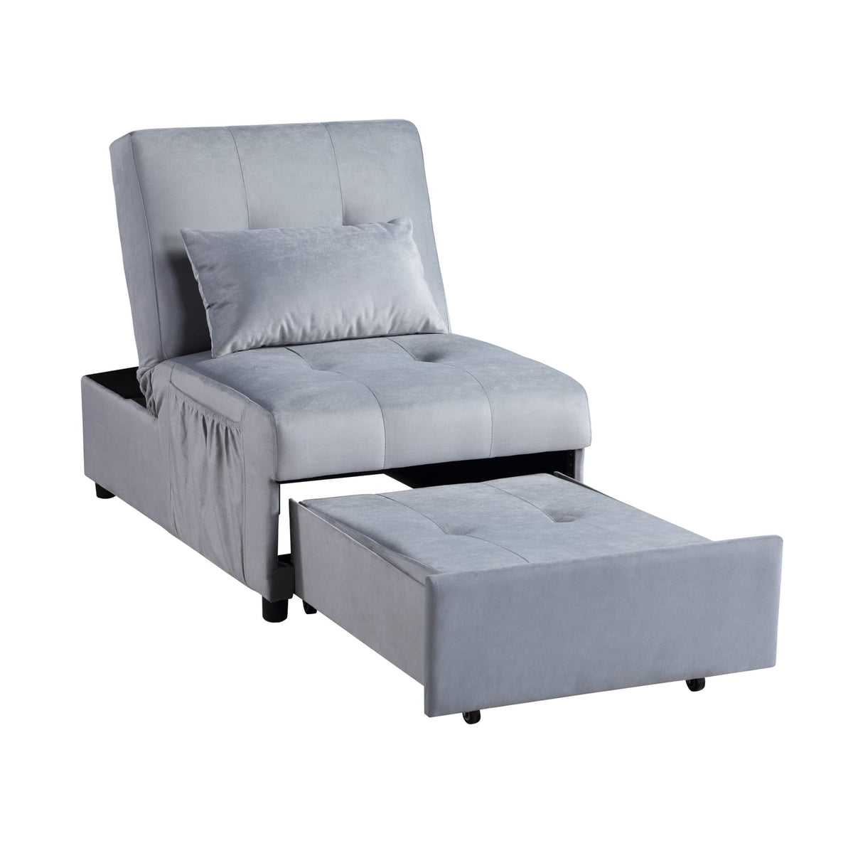 Gray Velvet Storage Bench - Lift Top Convertible for Living Room
