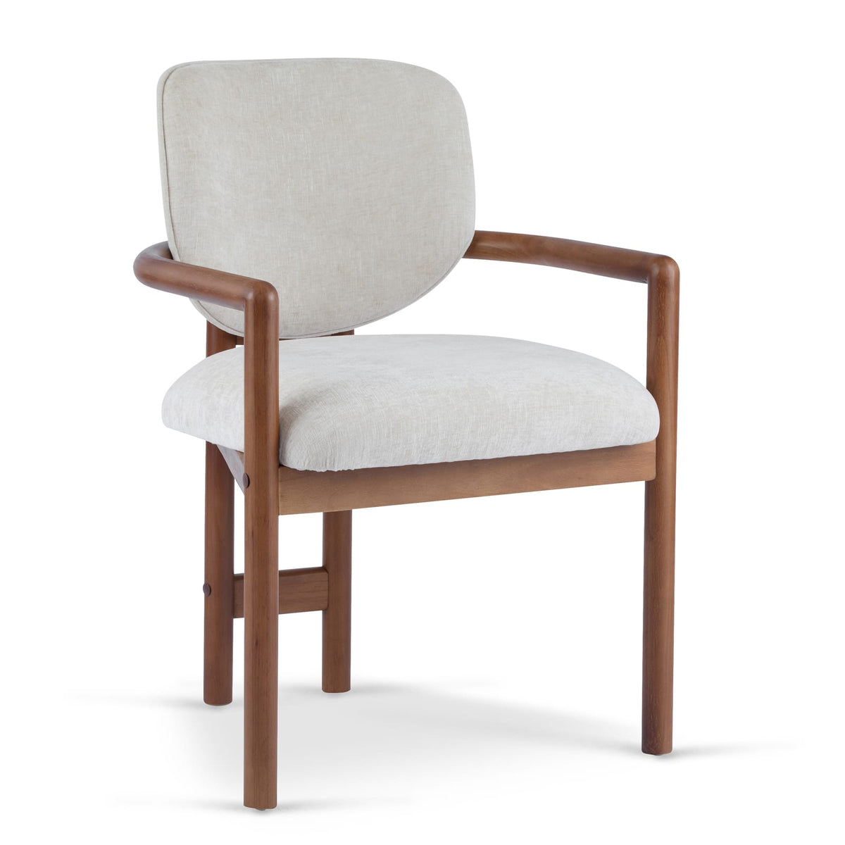 Beige Fabric Arm Chairs - Set of 2 Dining Chairs