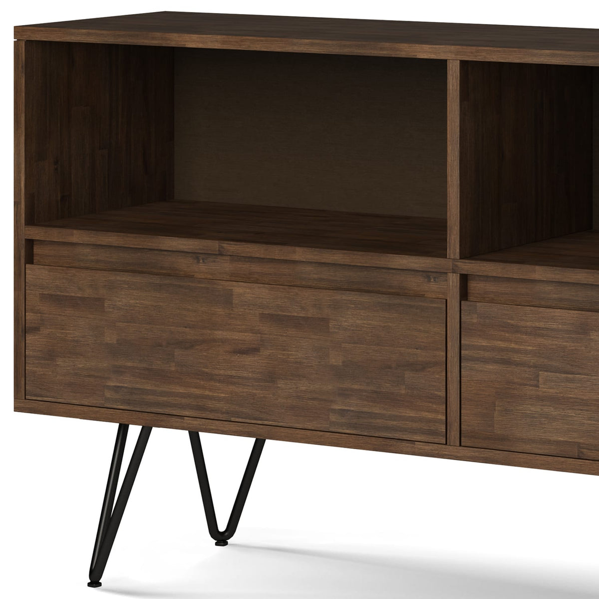 Chase Low Bookcase - Dark Brown Wood Display Shelves for Living Room