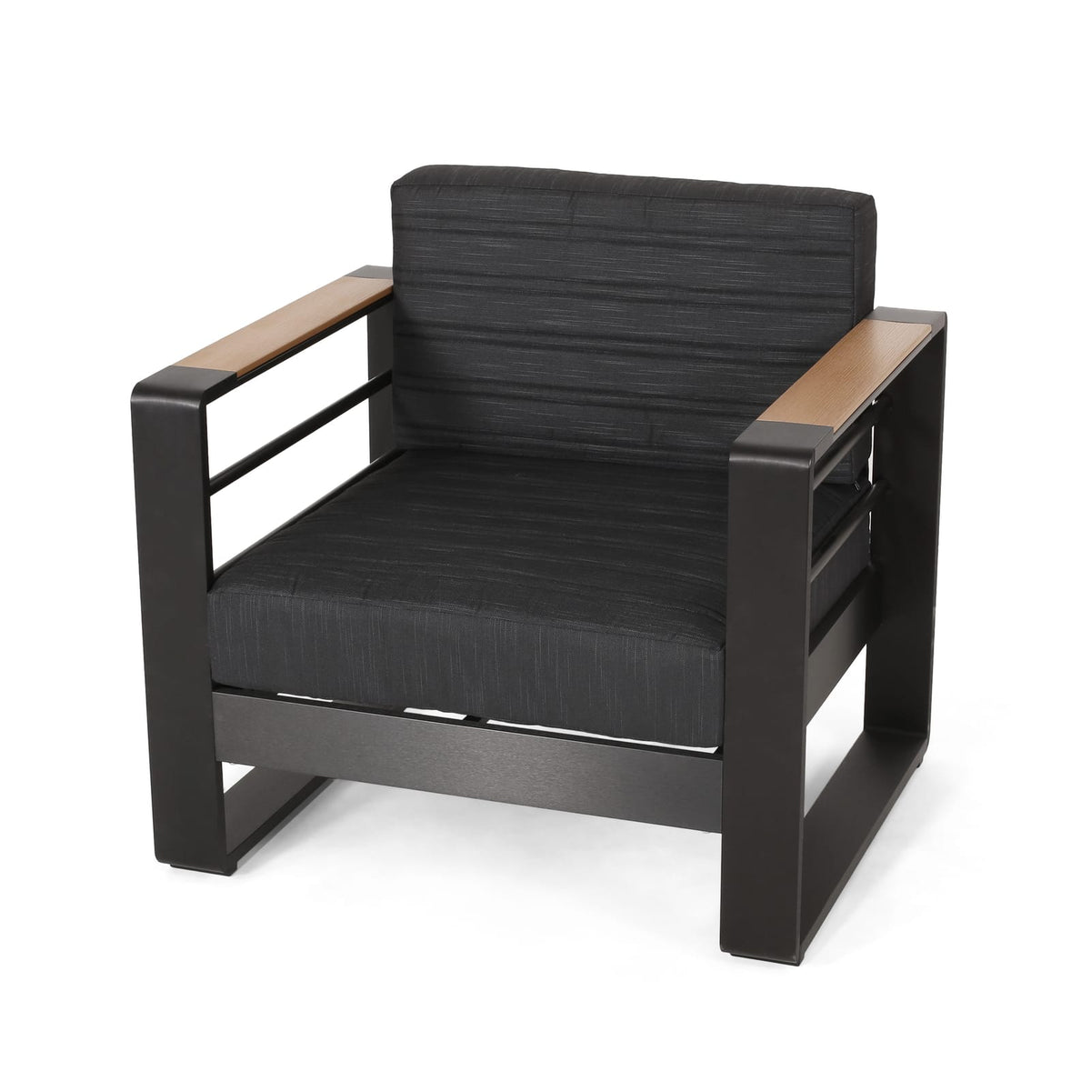 Black Metal Patio Club Chairs Set for Garden Outdoor Living