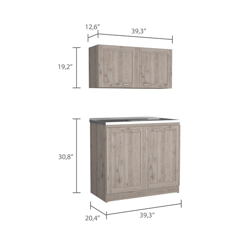 Light Gray Engineered Wood Cabinet Set 30.8" W