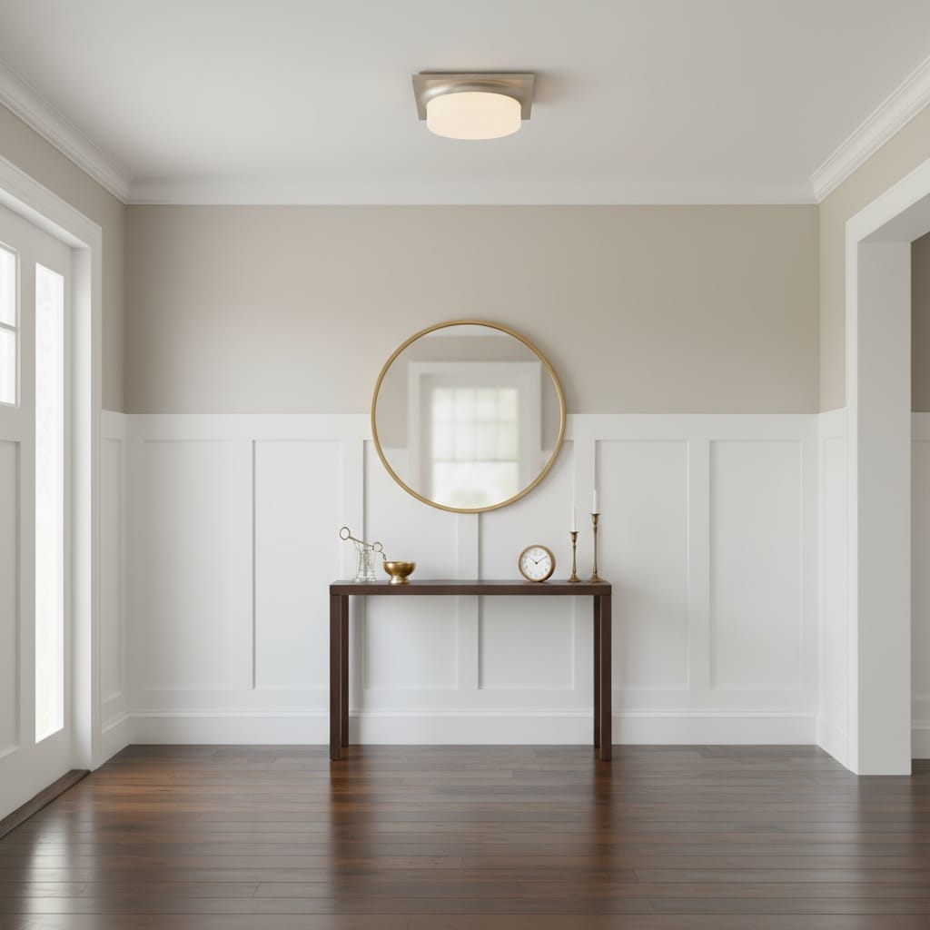 13-in Brushed Nickel LED Flush Mount - Bedroom Lighting