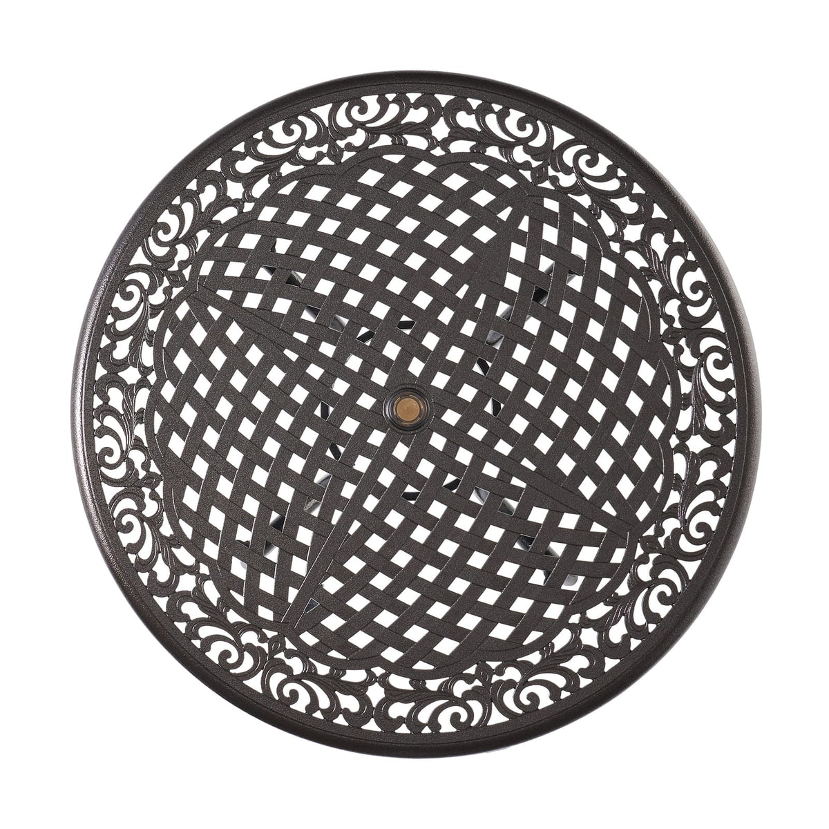 Bronze Aluminum Round Patio Dining Table 48 Inch