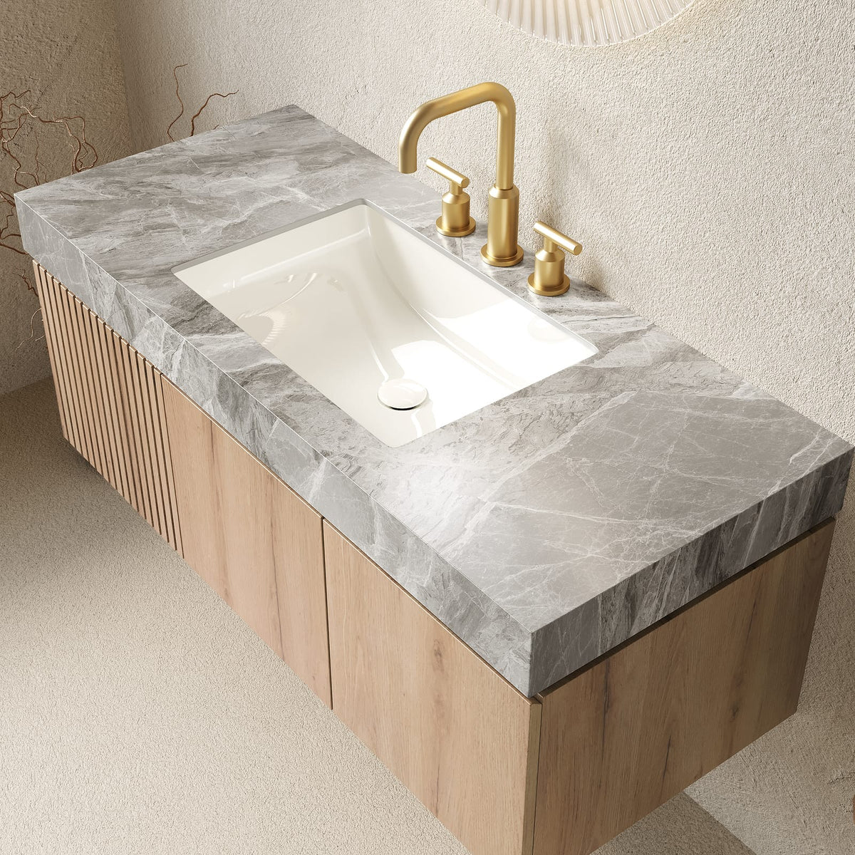 MURI 48" Bathroom Vanity & Sink - Light Gray Sintered Stone