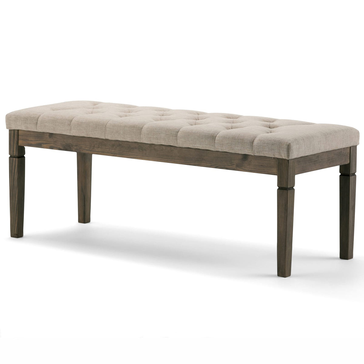 Waverly Tufted Ottoman Bench - Silver Fabric