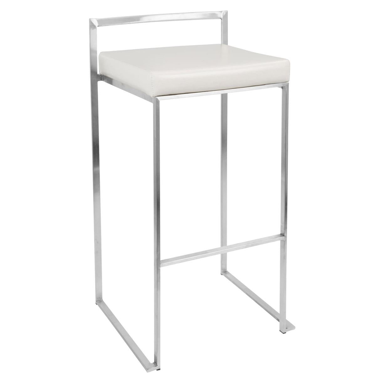 White Faux Leather Stackable Barstools - Set of 3 for Dining Room