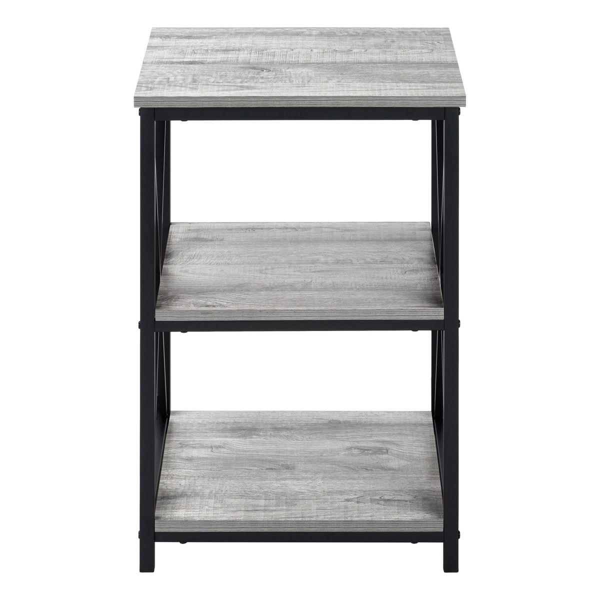 3-Tier Grey Accent Table - Metal & Storage
