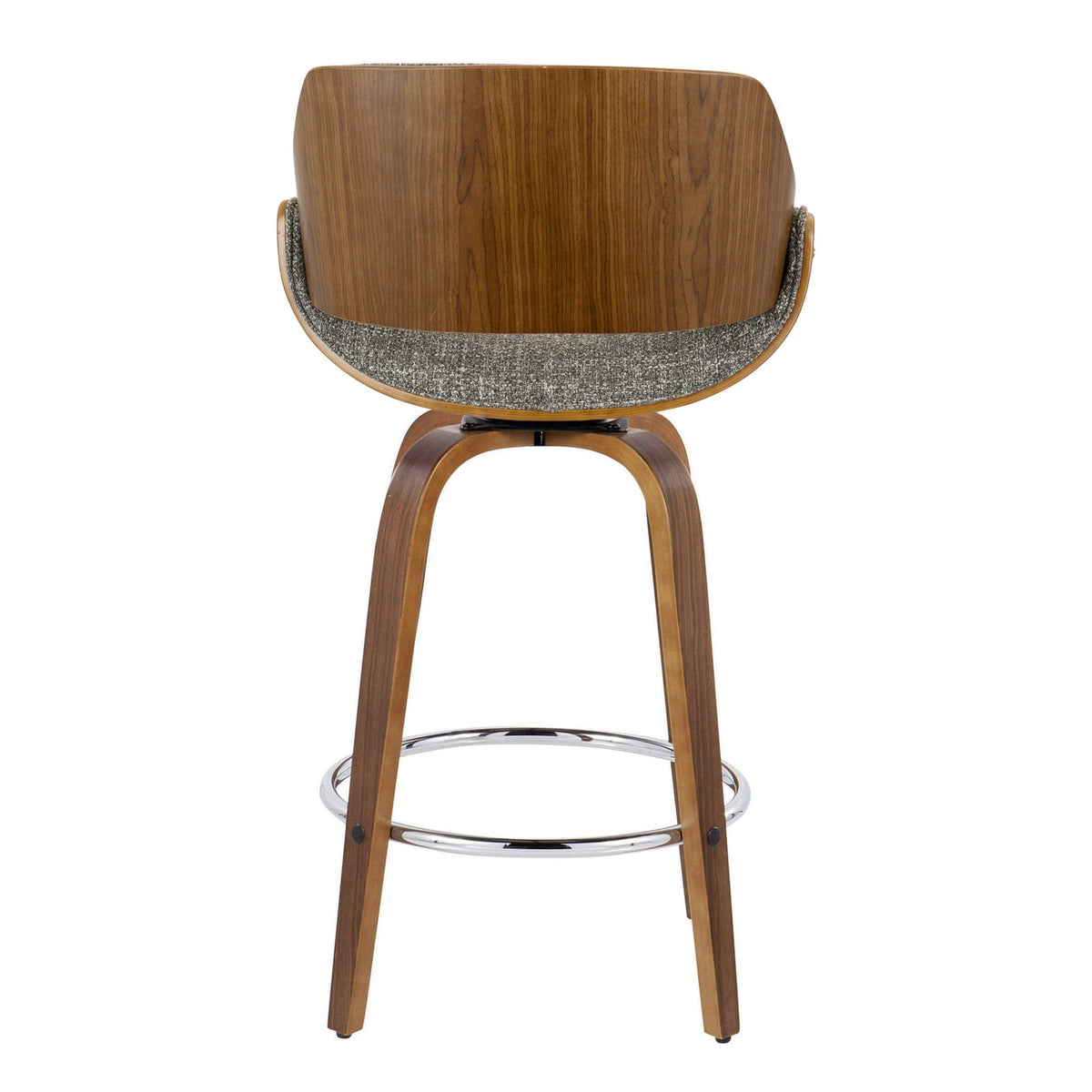 Mid-Century Modern Counter Stool Set in Grey Fabric for Kitchen