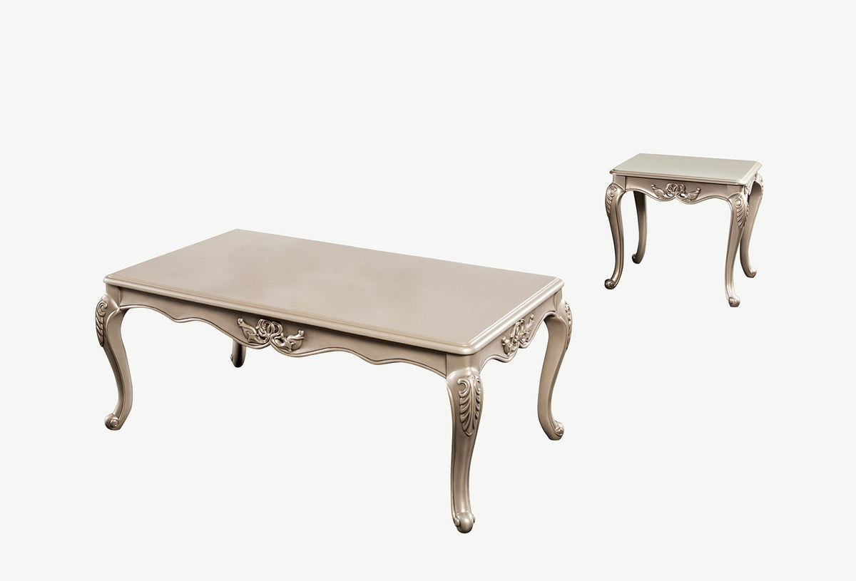 Champagne Solid Wood Coffee Table - 48" Curved Leg Design
