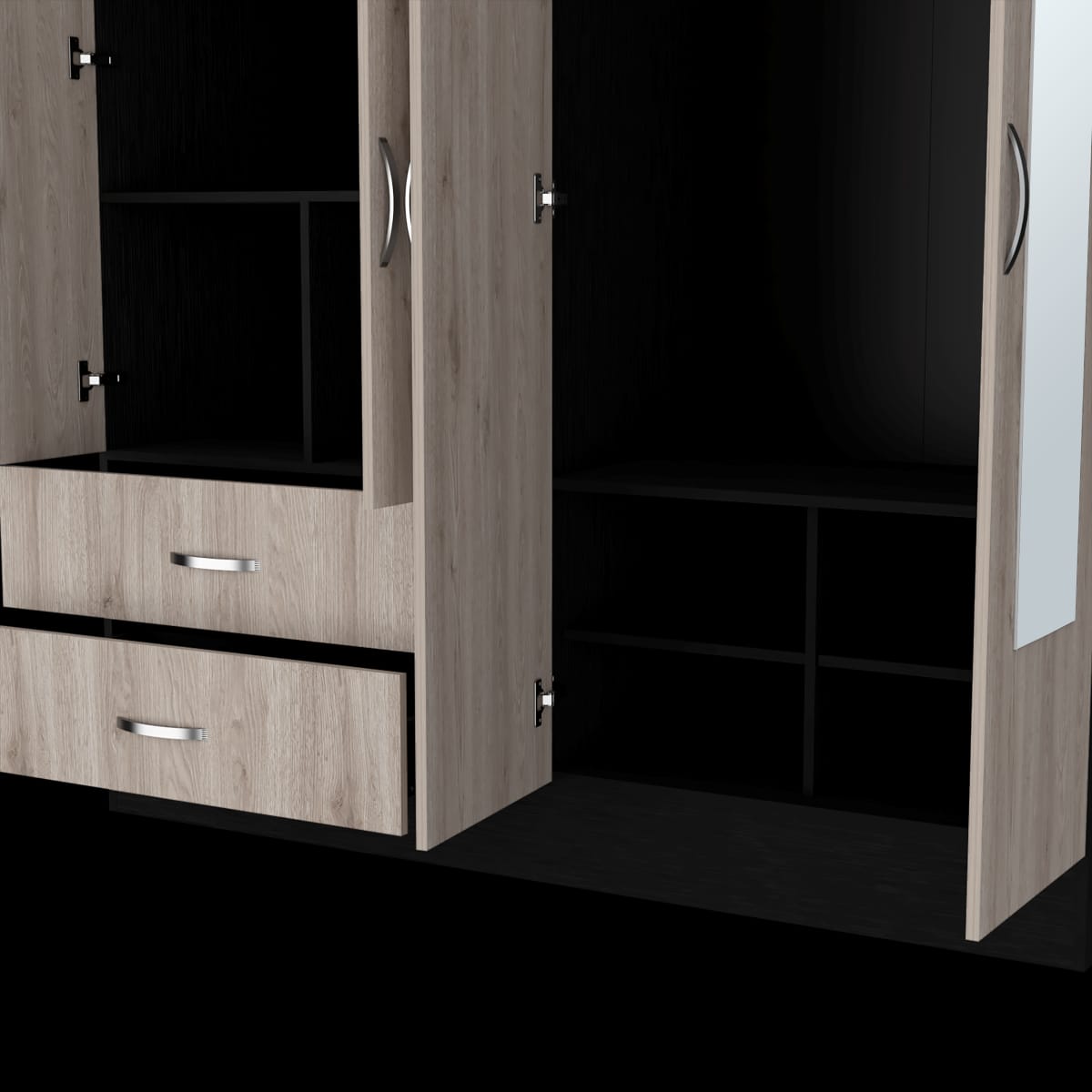 Light Gray Armoire Ron - Spacious Bedroom Storage
