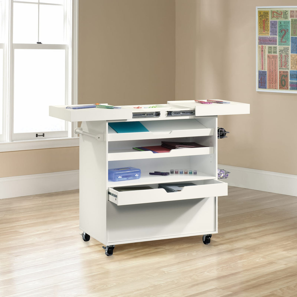 White Traditional Craft Cart - 37" Tool Cabinet