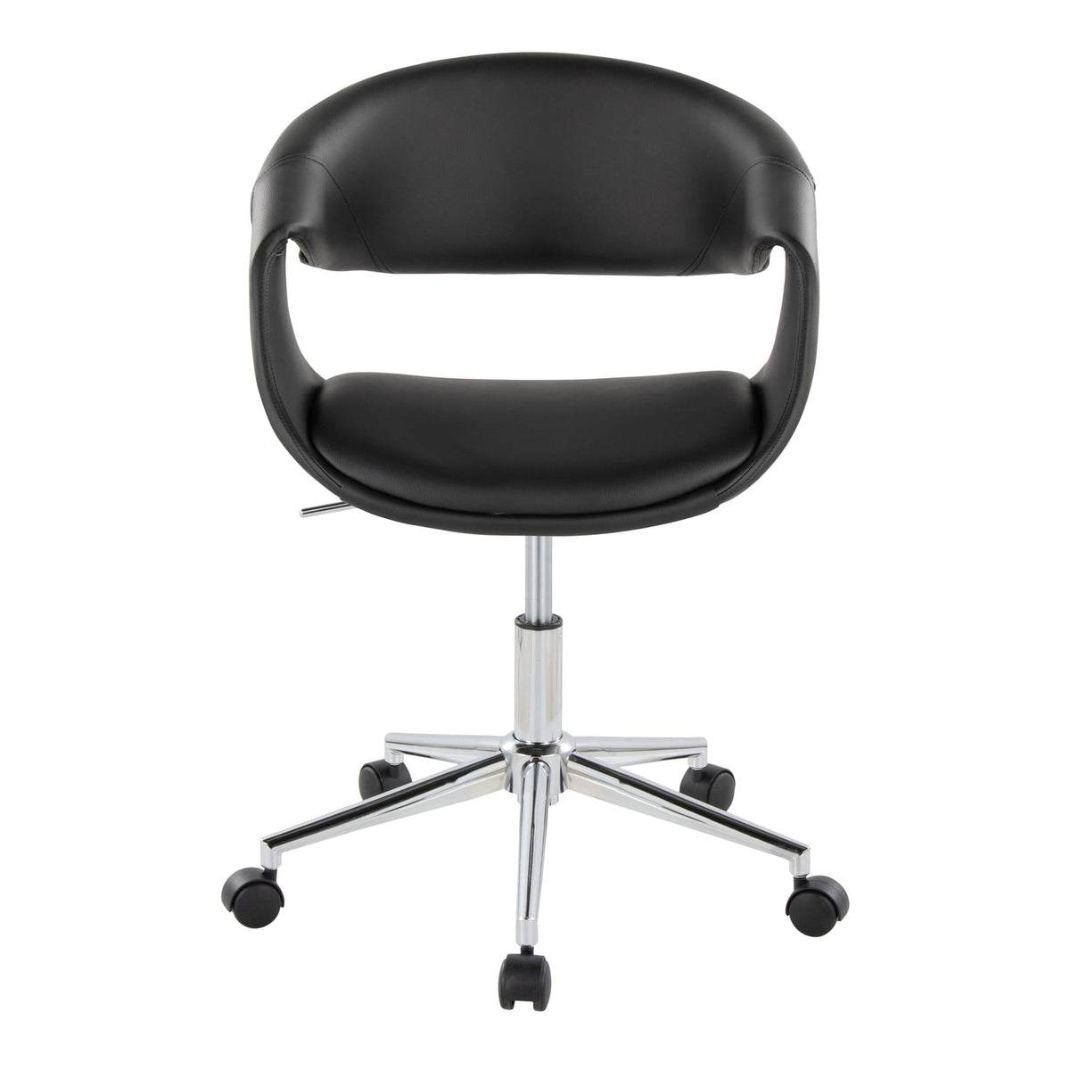 Black Faux Leather Swivel Task Chair - Chrome Base