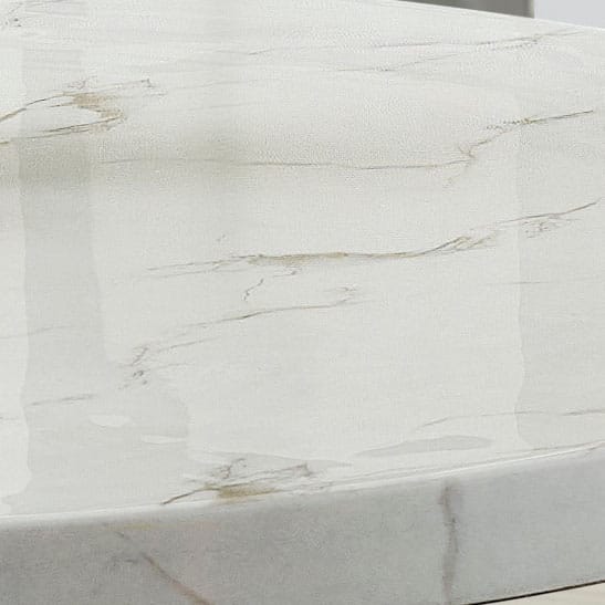 Round White Faux Marble Dining Table - Seats 6