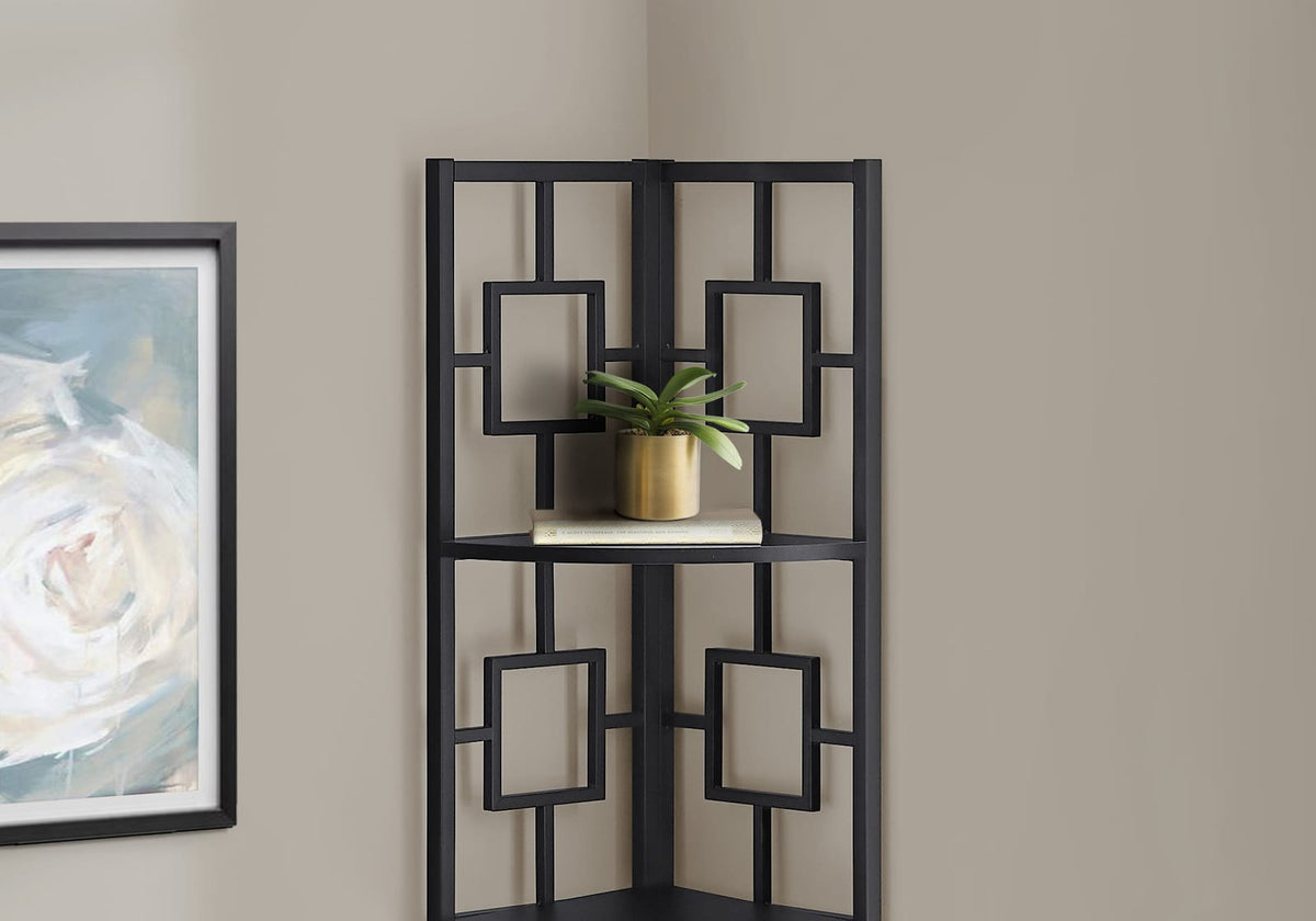 4 Tier Black Metal Corner Bookshelf - Display Shelf