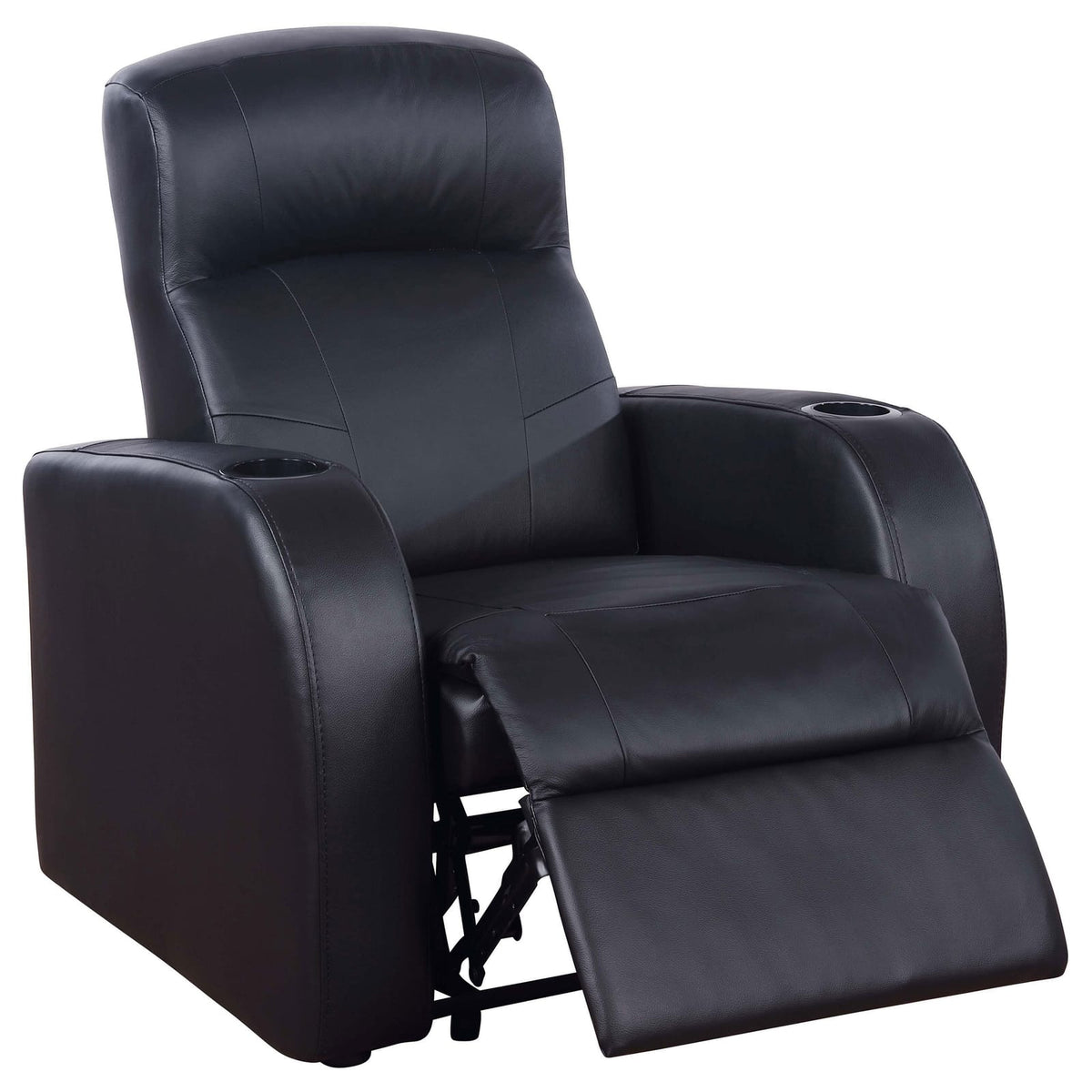 Black Genuine Leather Recliner - 32.75" Wide