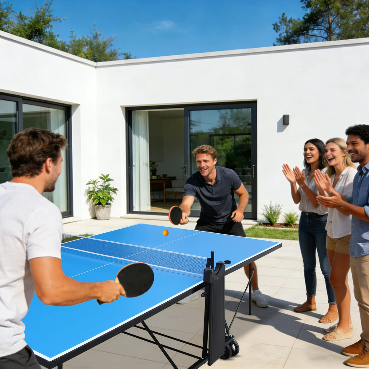 Foldable Outdoor Table Tennis Table with Net for Portable Backyard Play