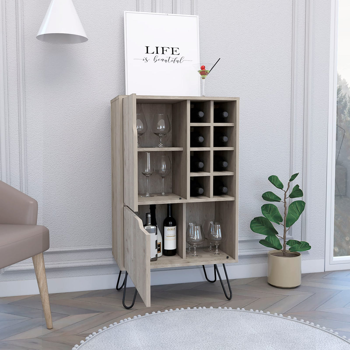 Light Gray Kitchen Island with Shelves - 13.3 x 23.9 x 40.9", Storage Cart