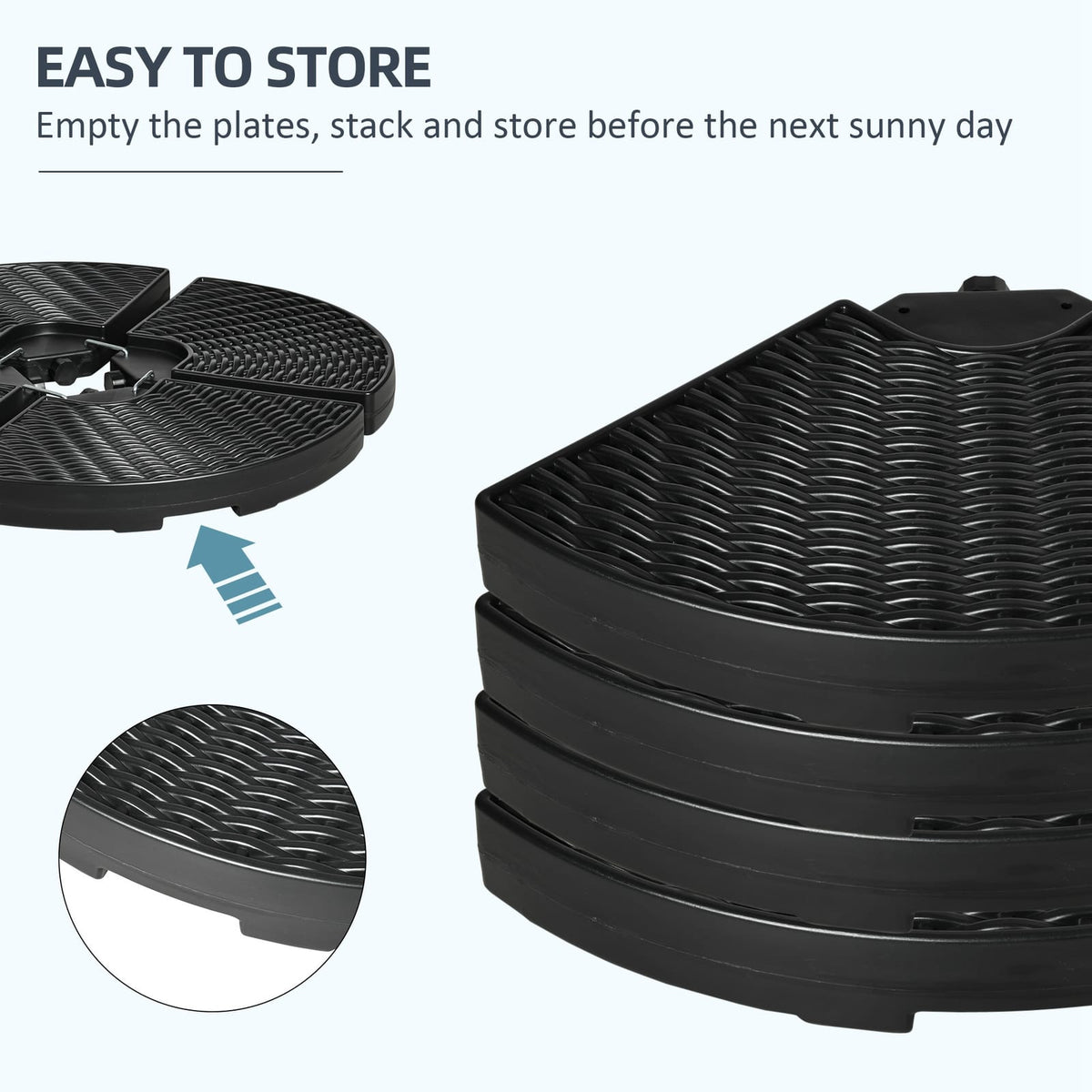 Black Patio Umbrella Base Weights - 4 Piece HDPE