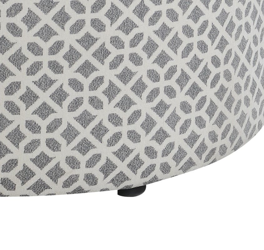 Gray Round Ottoman - 34.8" Storage Footstool