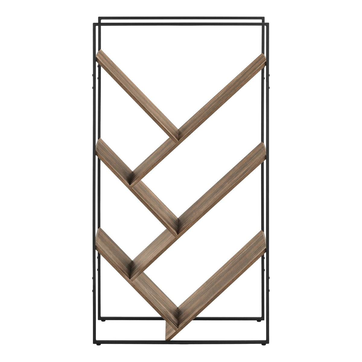 Brown Metal 5 Tier Bookshelf - 60" Tall for Living Room