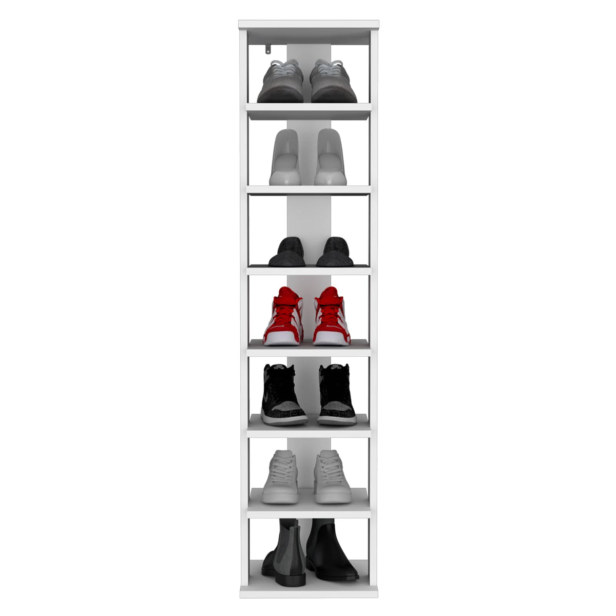 8-Tier White Shoe Rack - Bedroom Storage Tower for Living Room