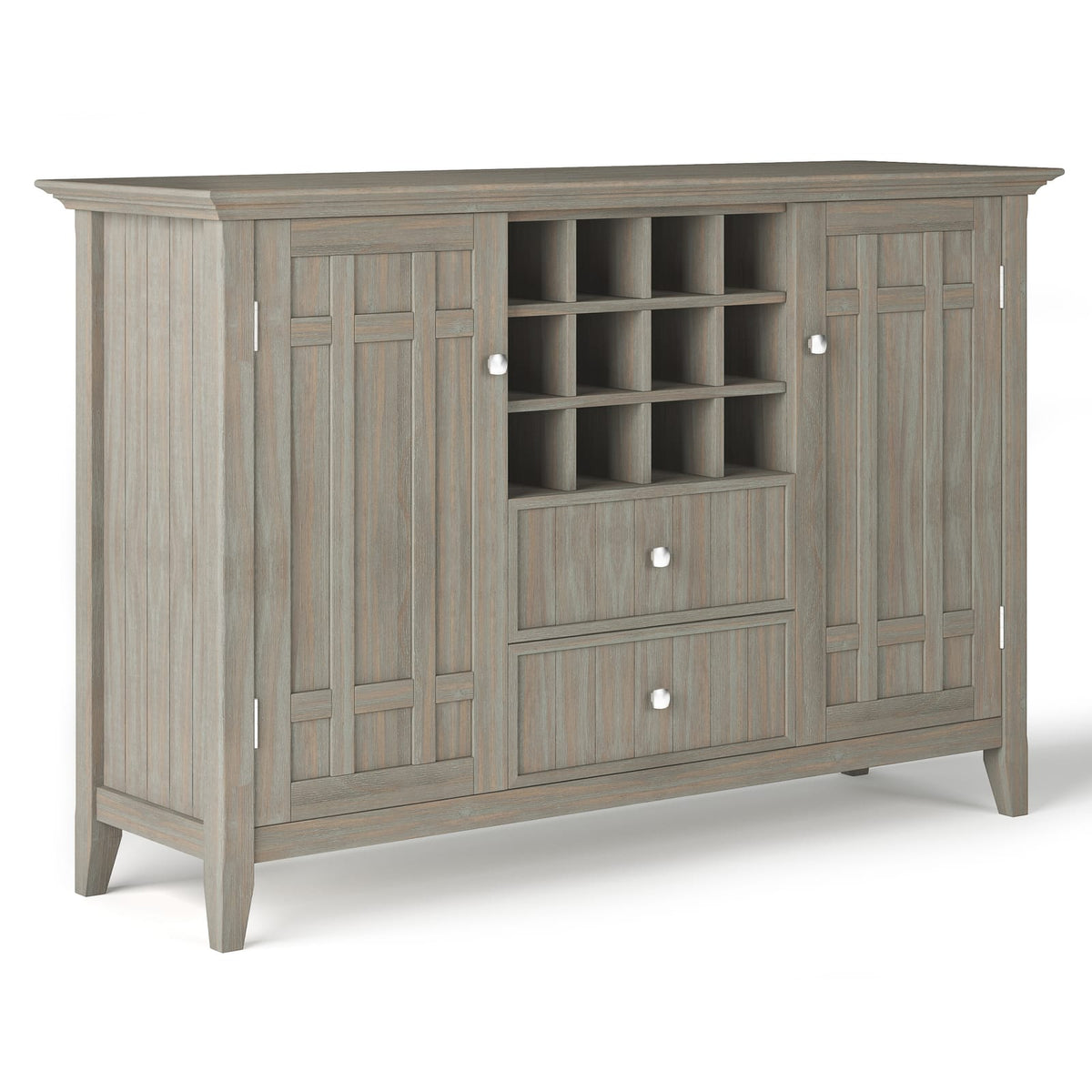 Light Brown Wood Sideboard Buffet with Wine Rack - 54"W