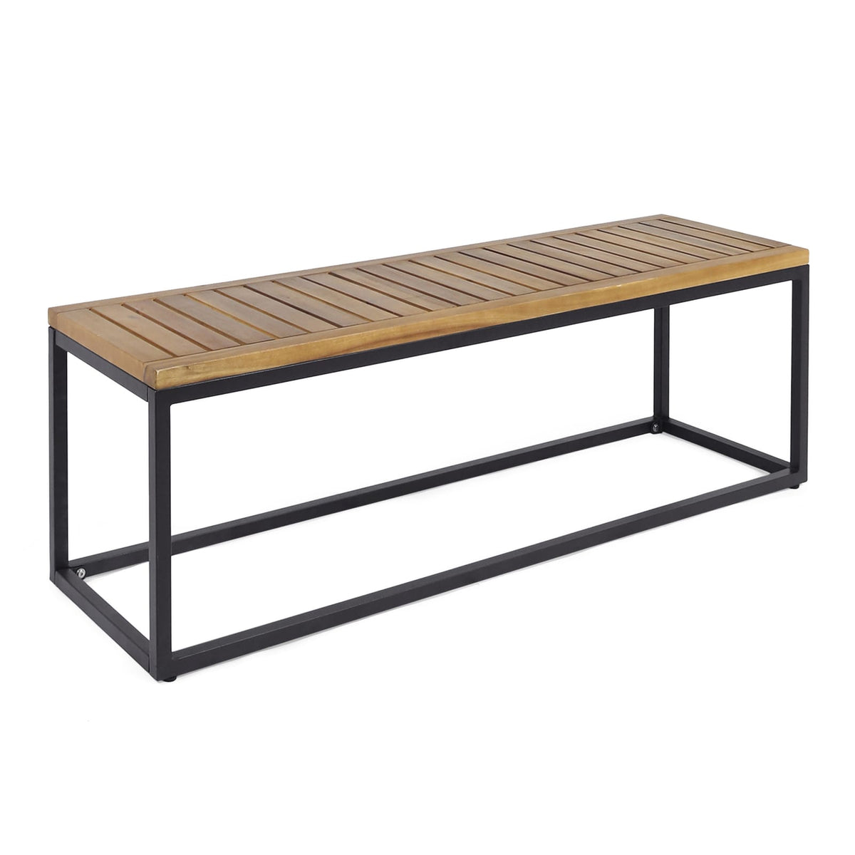 JECO Industrial Acacia Wood Bench - Teak & Black