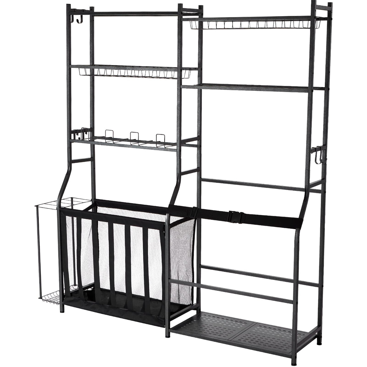 Black Metal Golf Storage Stand - 2 Bag Holder for Living Room
