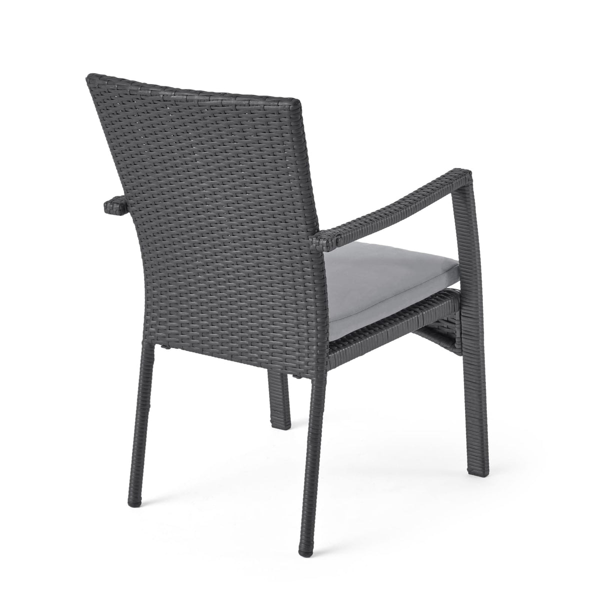 Grey Wicker Dining Chairs Set - 6 Piece Patio Furniture