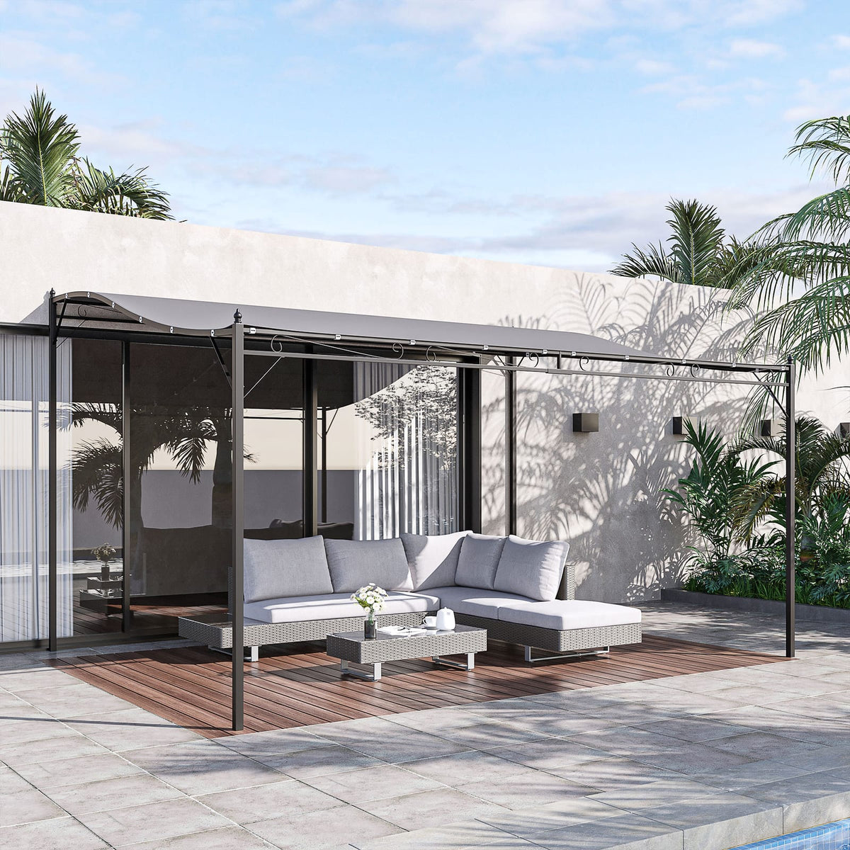 Outsunny 10x13 Steel Pergola - Gray Outdoor Shade
