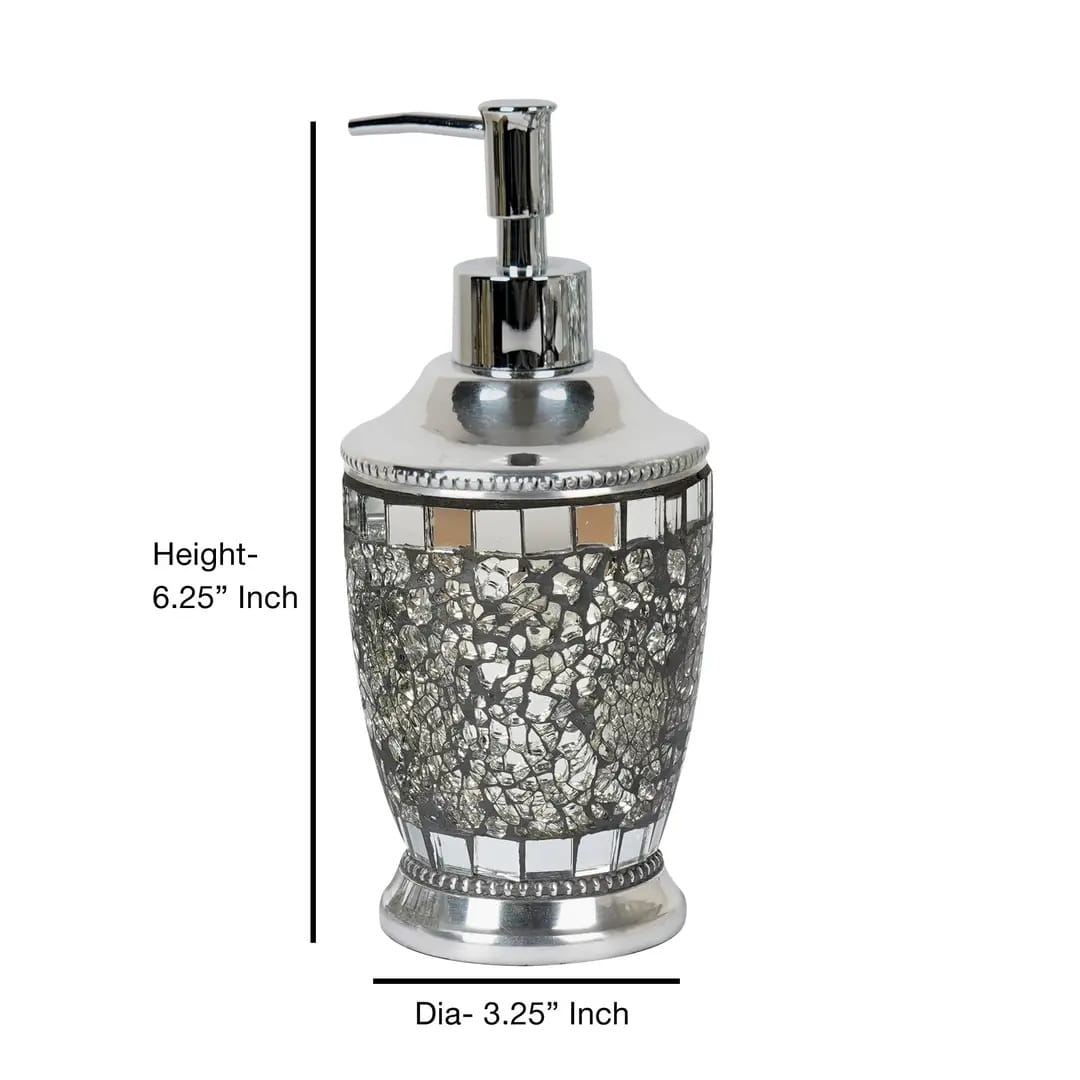 Ice Mosaic Liquid Soap Dispenser - Silver Aluminum Bathroom Accessory
