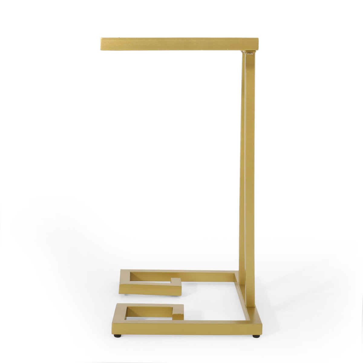 Gold Iron C-Shaped End Table with Tempered Glass Top for Living Room