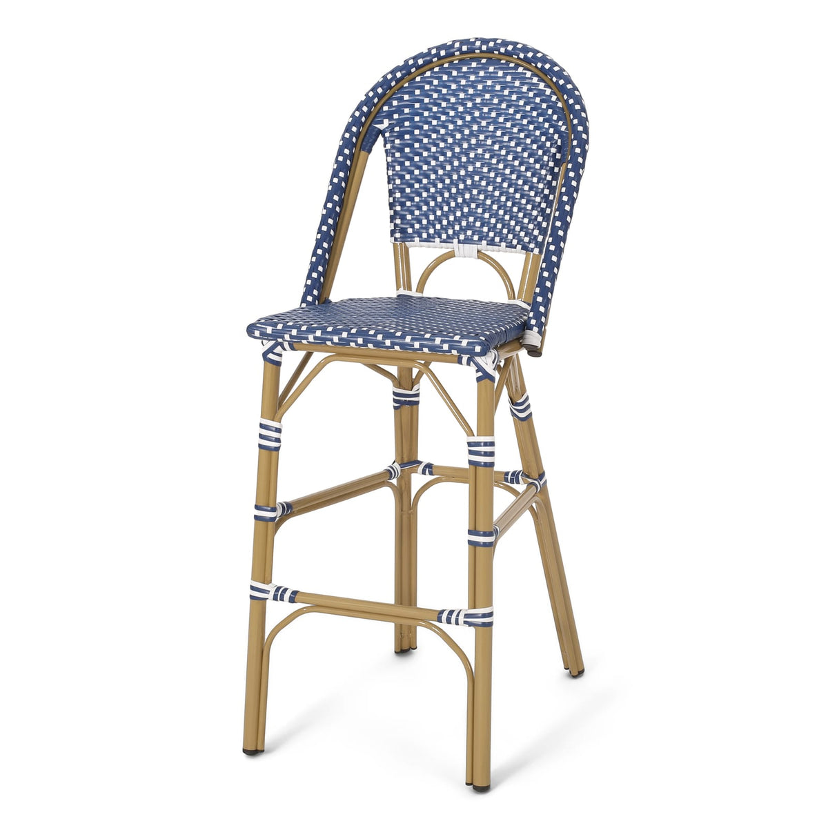Teal Blue White 2 Person Patio Barstool Set Aluminum Frame