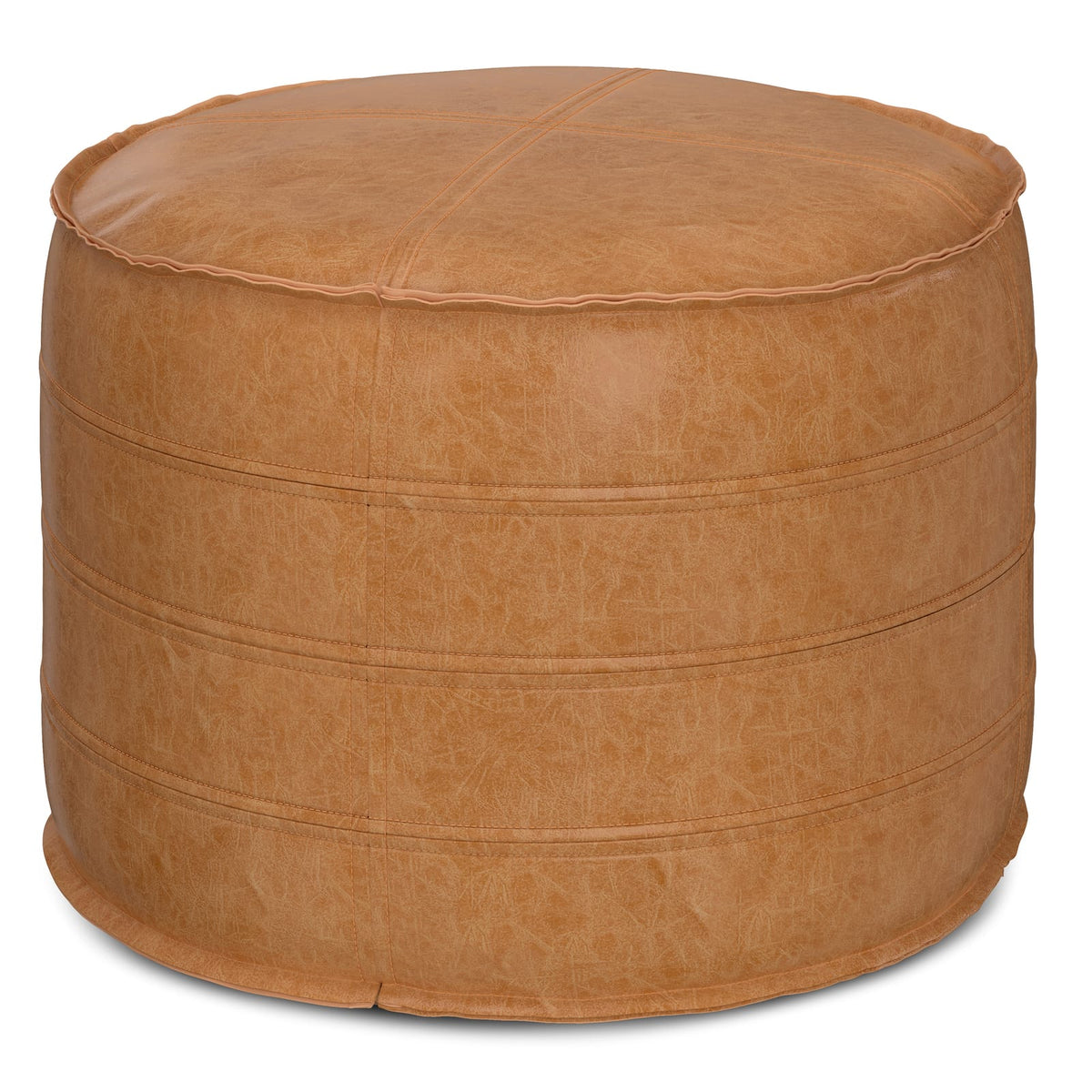 Light Brown Faux Leather Pouf for Ultimate Seating Comfort and Accent