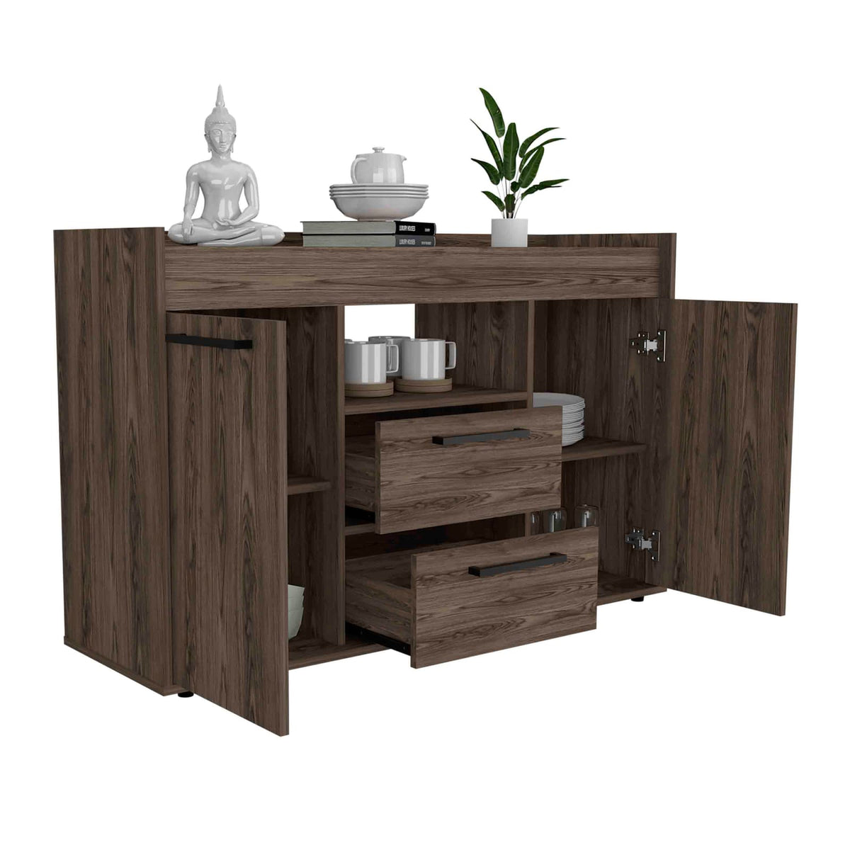 Brown Rectangular Desk with Drawers - Primary Living Space