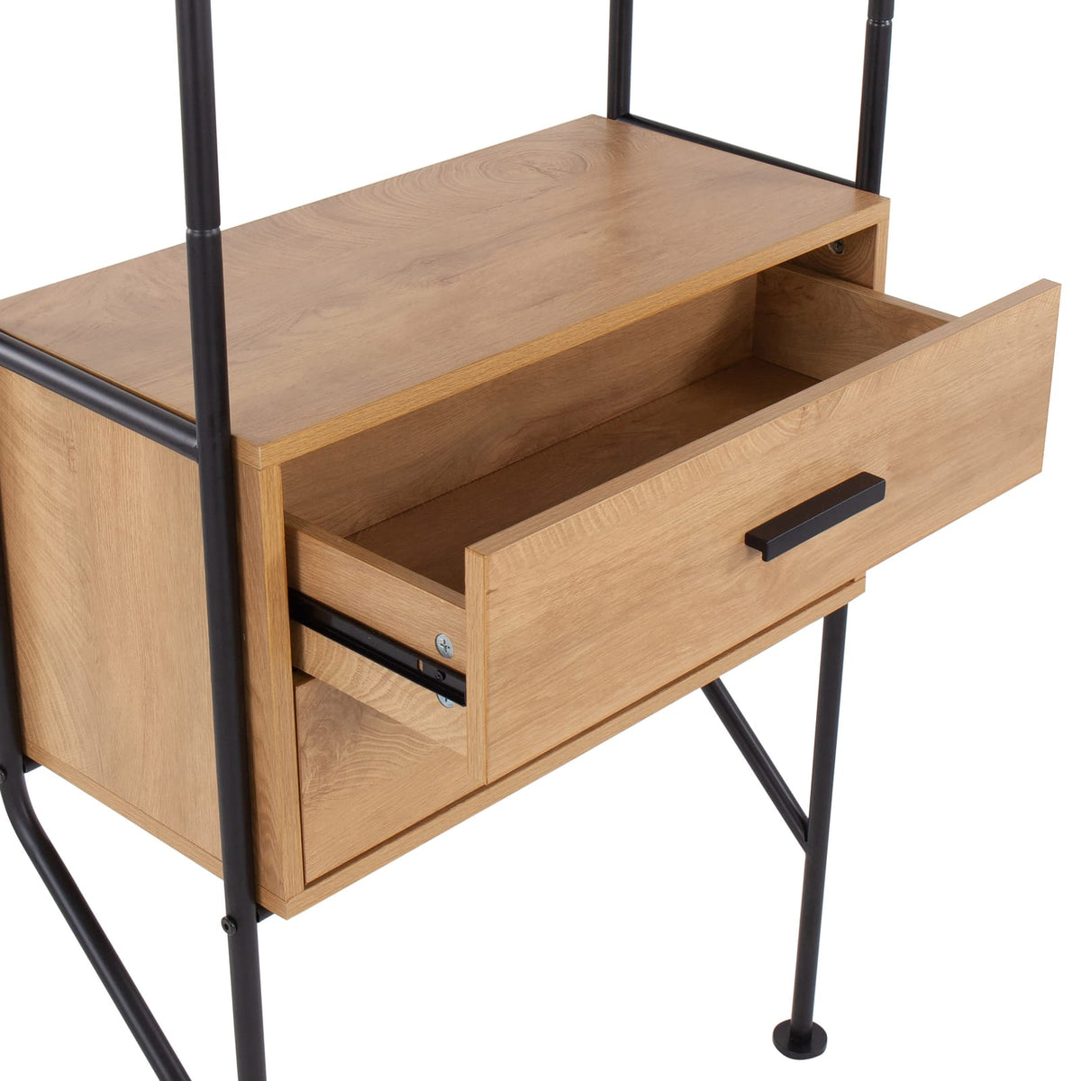 Brown Wood Metal Lean Bookcase - Wall Mounted Shelves for Living Room